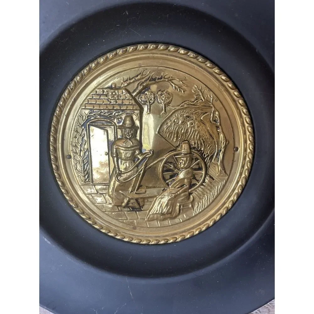 Vintage Black Metal Brass Wall Plate 15